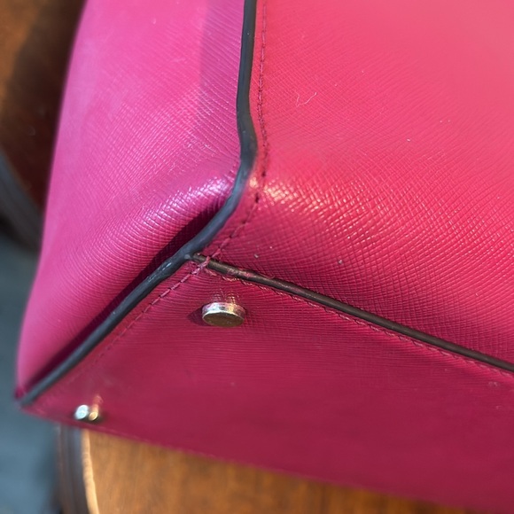 Kate Spade  Satchel  Crossbody  shoulder bag  Saffiano leather bright pink goldt - Picture 11 of 17